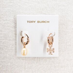 Tory Burch Kira Mismatched Hoop Earrings Pink/Rose Gold OS